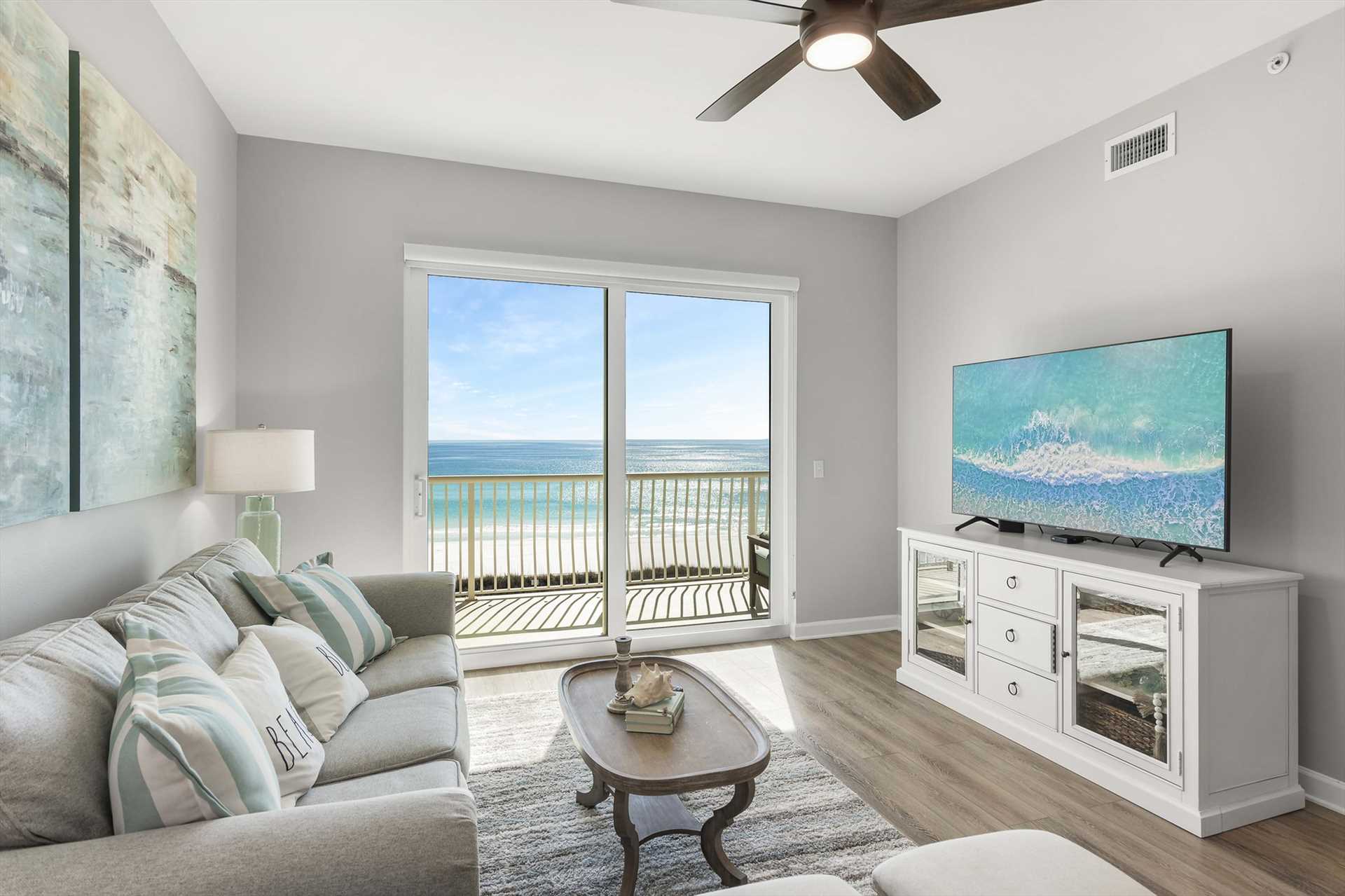 beach retreat 406 livingroom and tv