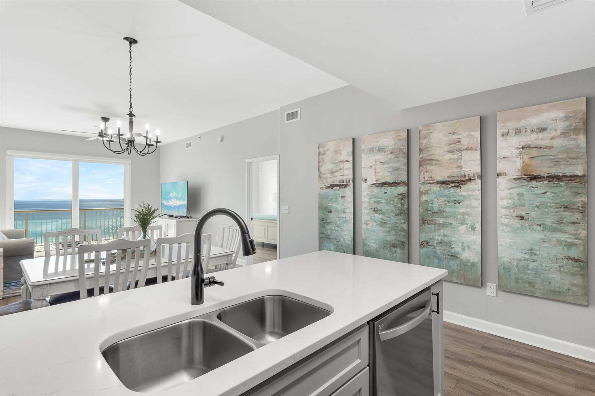 View from kitchen beach retreat rentals miramar beach 406