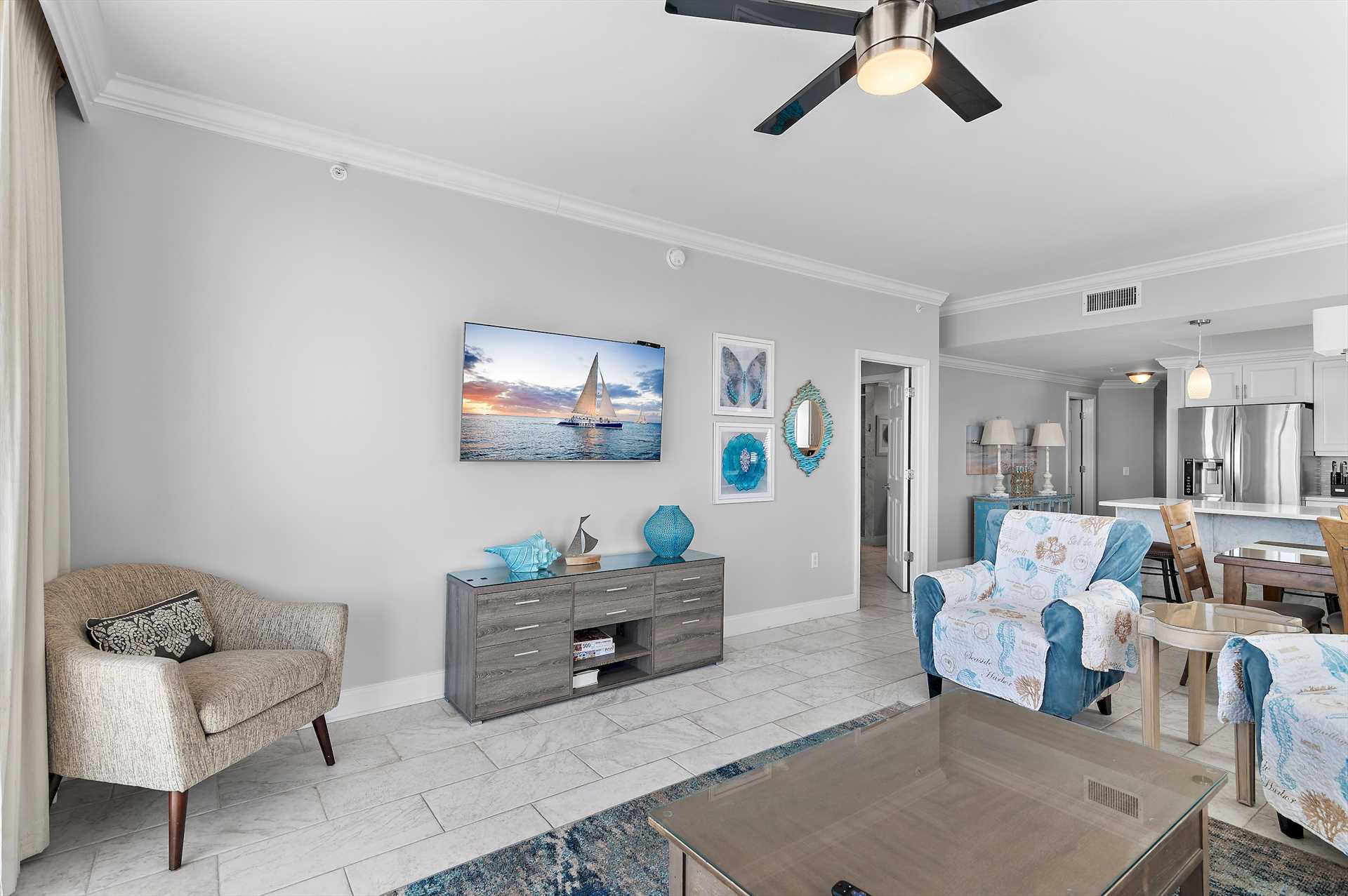 Smart TV and Gulf views-stay in or chill out