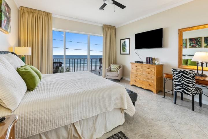 Crystal View 301 Full Size-24_1 | Beach Condos in Destin #master bedroom with a view and king bed on the beach