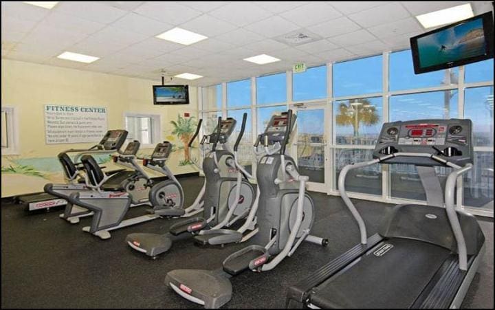 Destin FL Work Out Room | Beach Condos in Destin #vacation condo work out room with a view