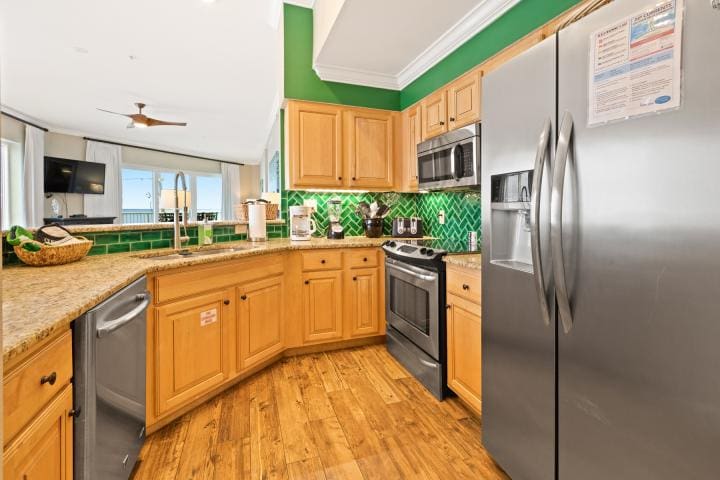 Crystal View 302 Web Size-10 | Beach Condos in Destin #kitchen with herringbone backsplash beach view