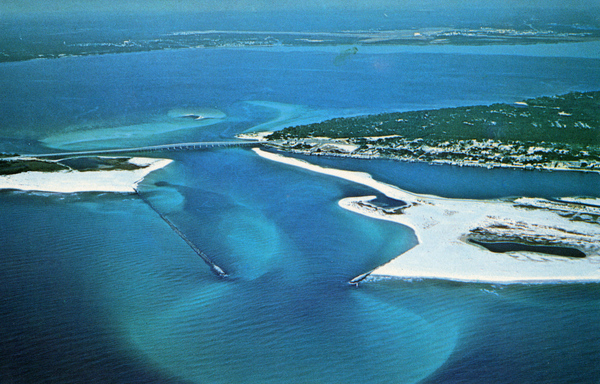 Aerial view of East Pass at Destin.