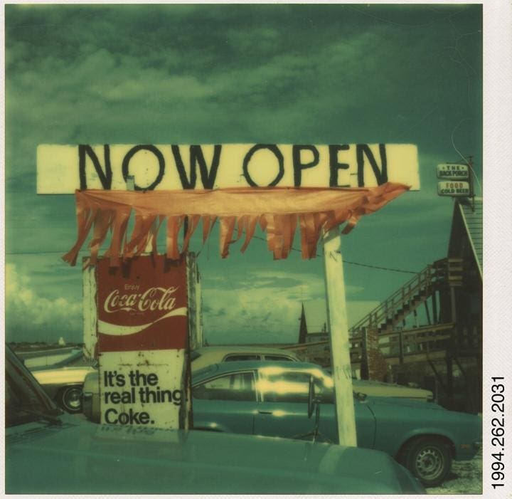 Roadside Advertisement for The Back Porch Restaurant, Destin, Florida. Walker Evans 1974 | Beach Condos in Destin #