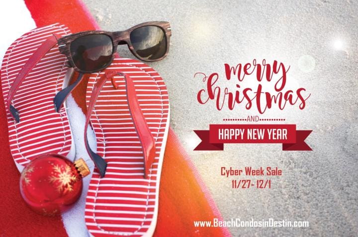Merry Christmas from a tropical climate. Flip flops on the beach | Beach Condos in Destin #