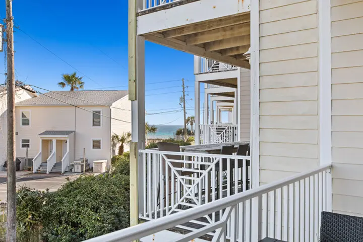 A balcony at Beach Pointe condominiums. Find Beach Pointe condo rental in Destin, FL