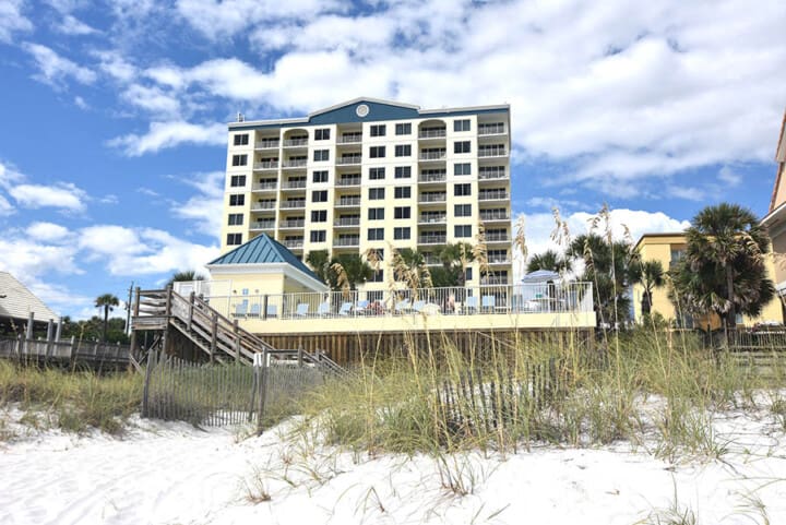 View of Leeward Key from the beach. Condos on the beach in Destin.