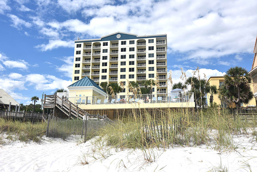 Beach Condos in Destin FL | Book Vacation Rentals Online #View of Leeward Key from the beach. Condos on the beach in Destin.