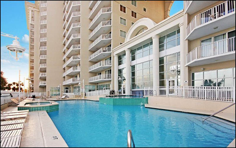 Resort pool at Majestic Sun. Get info on the vacation rentals at Majestic Sun near Destin, FL.