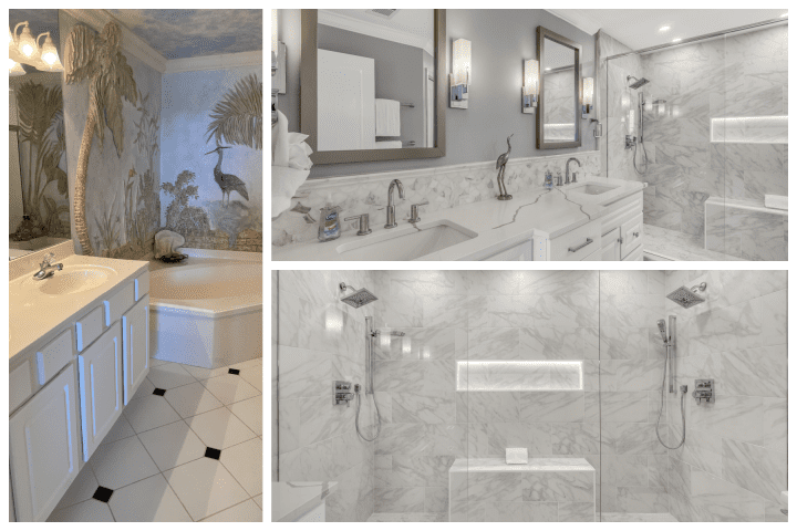 bathroom before and after | Beach Condos in Destin #bathroom renovation destin