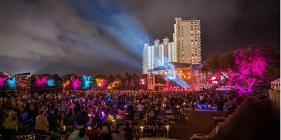 April: Destin's Sensational Secret #concert at night