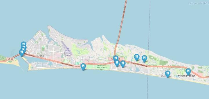 petfriendly dining map | Beach Condos in Destin #