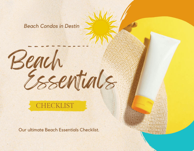 Yellow Modern Travel Essentials Ads Instagram Post 900 x 700 px | Beach Condos in Destin Beach Essentials Checklist: Destin | Beach Condos in Destin #