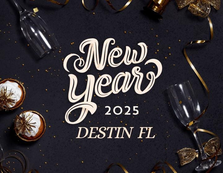 Black Gold Dynamic New Year Party Instagram Post 2700 x 2100 px | Beach Condos in Destin #destin new years eve 2025