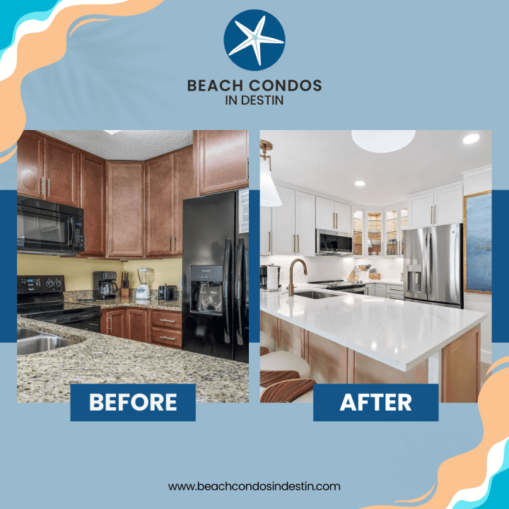 Grey Modern Home Before After Instagram Post | Beach Condos in Destin #
